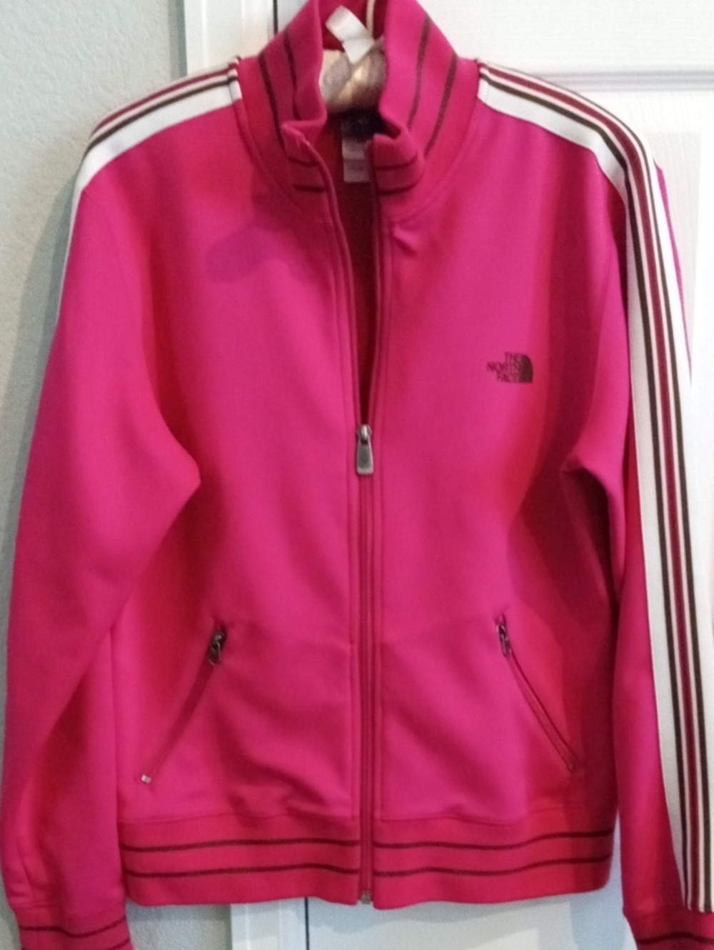 The North Face Vintage Women's Hot Pink Track Jacket with Stripe Detail